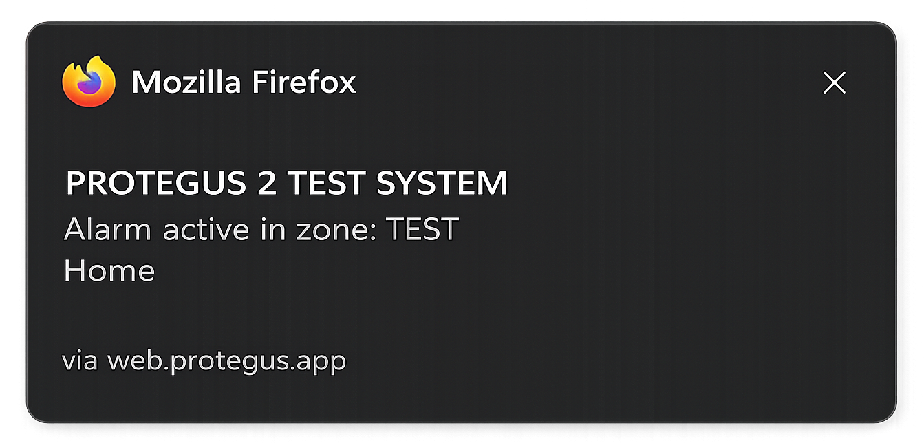 Notification push dans le navigateur dans Protegus 2